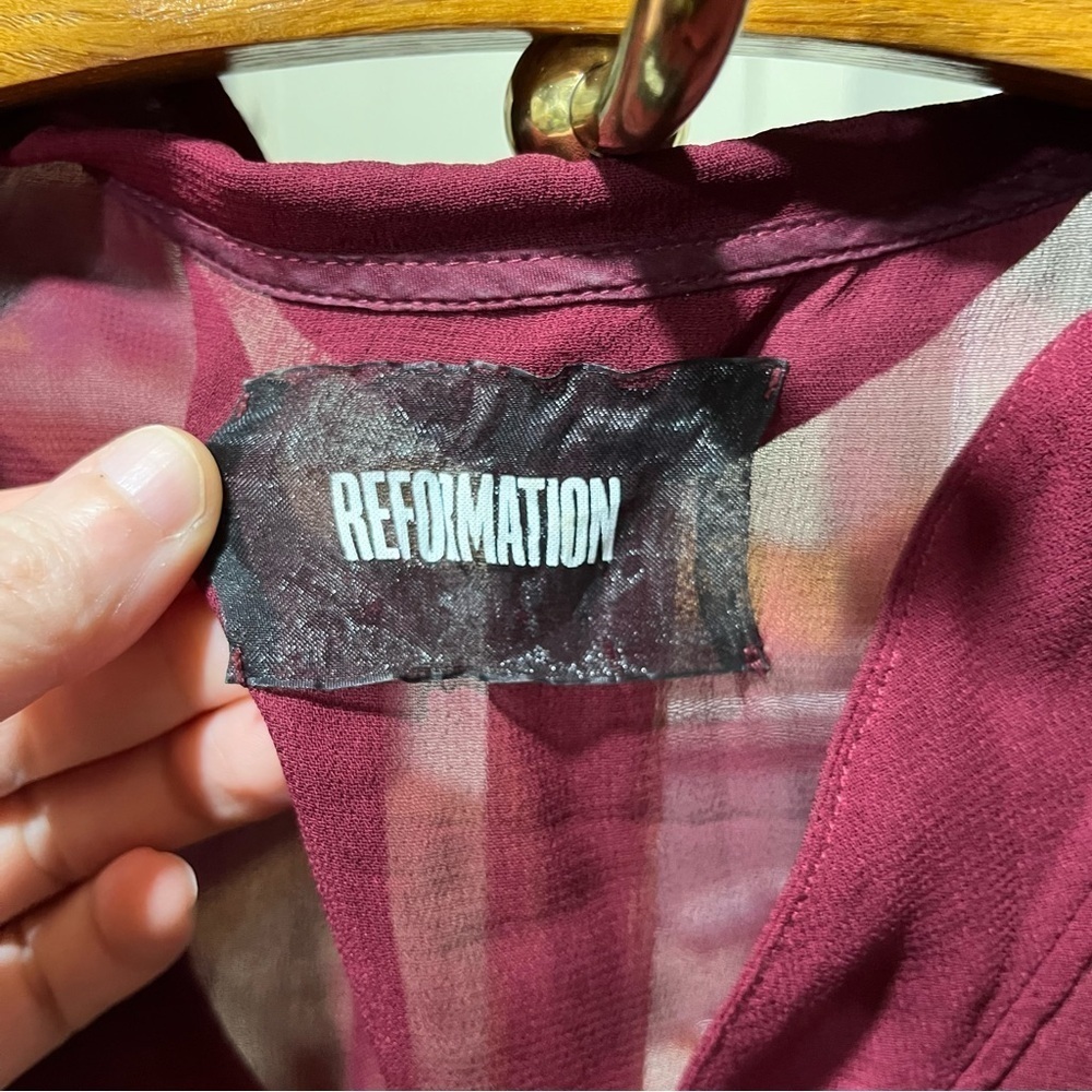 Reformation Deep Red Sheer Romper - Picture 6 of 14